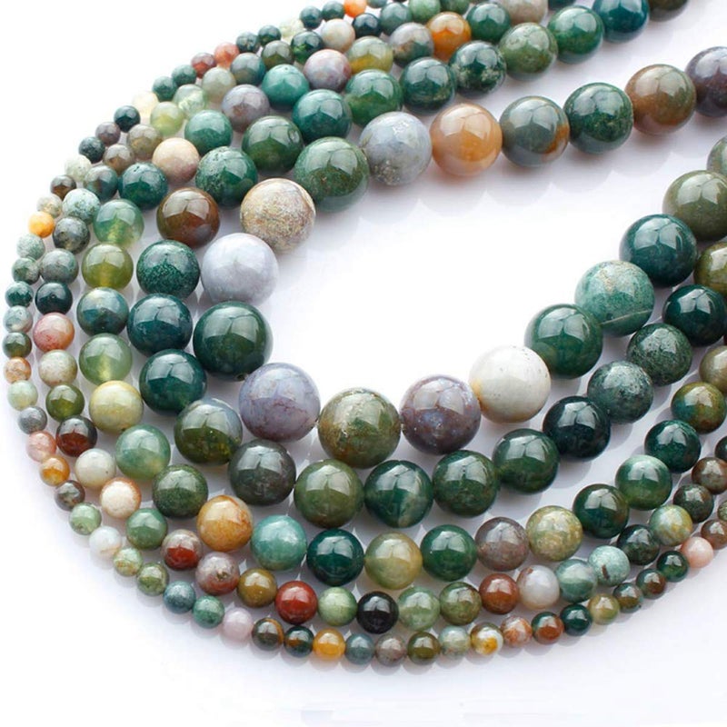 Cmidy Natural Stone Beads 100pcs 8mm India Agate Round Genuine Real Stone Beading Loose Gemstone Hole Size 1mm DIY Charm Smooth Beads for Bracelet Necklace Earrings Jewelry Making (India Agate) - Image 2